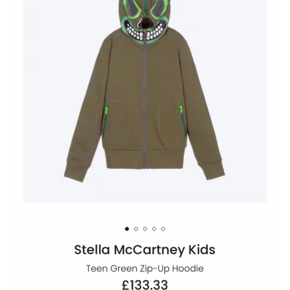 NWOT STELLA MCCARTNEY Kids Green Monster Zip-up Hoodie - Picture 16 of 16